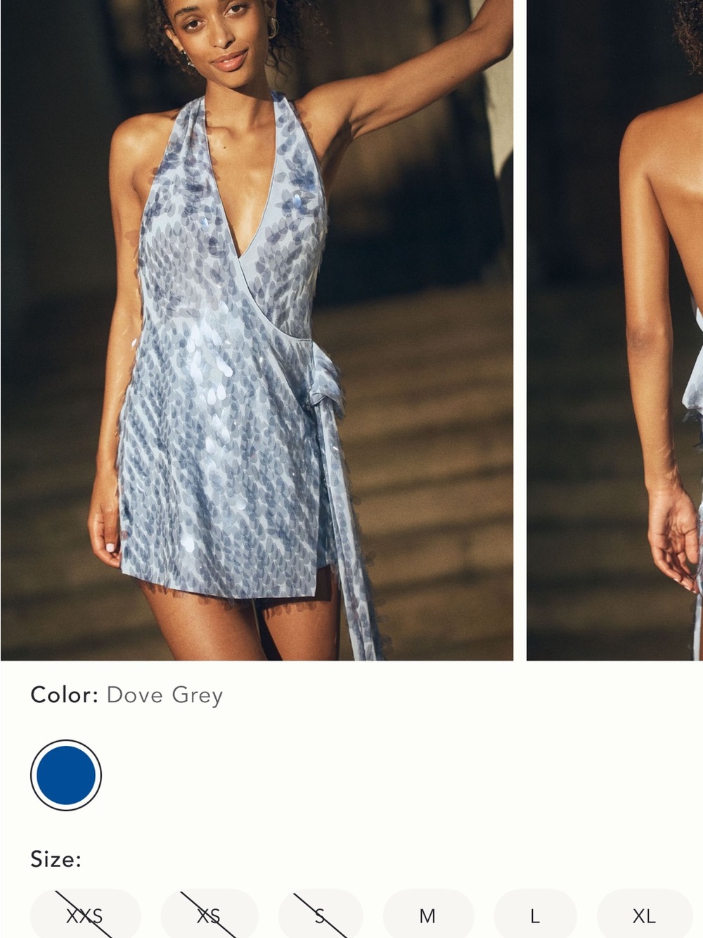 Dove Grey Halter Wrap Mini Dress
